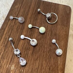 Chic Silver and White Belly Button Rings Collection